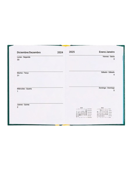 Agenda encuadernada liderpapel corfu a6 2025 dia pagina color verde papel 60 gr