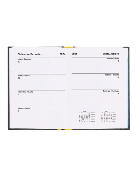 Agenda encuadernada liderpapel corfu a6 2025 dia pagina negro papel 60 gr