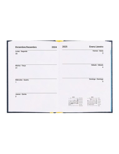 Agenda encuadernada liderpapel corfu a6 2025 dia pagina azul papel 60 gr