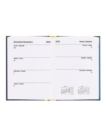 Agenda encuadernada liderpapel corfu a6 2025 dia pagina azul papel 60 gr