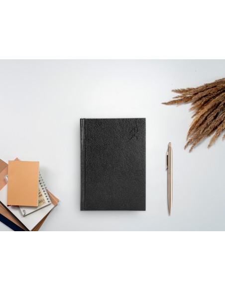 Agenda encuadernada liderpapel corfu a5 2025 dia pagina negro papel 60 gr