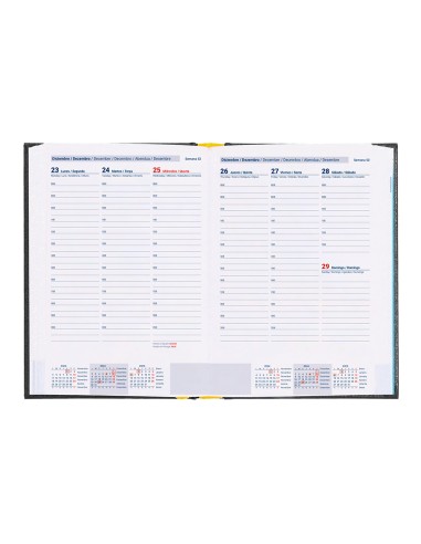 Agenda encuadernada liderpapel corfu a5 2025 dia pagina negro papel 60 gr