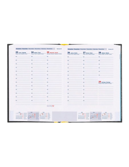Agenda encuadernada liderpapel corfu a5 2025 dia pagina negro papel 60 gr