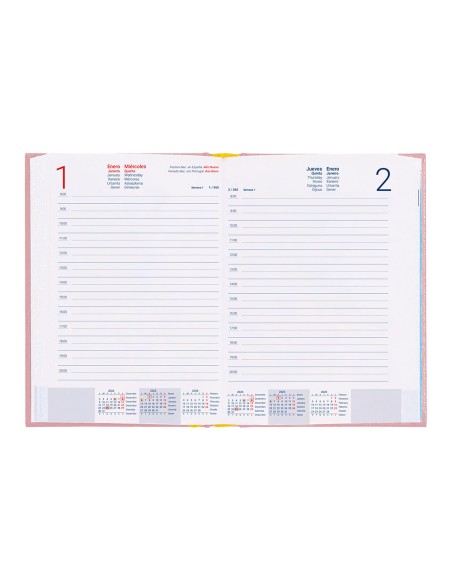 Agenda encuadernada liderpapel corfu a5 2025 dia pagina color rosa nude papel 60 gr
