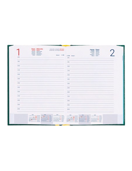 Agenda encuadernada liderpapel corfu a5 2025 dia pagina color verde papel 60 gr