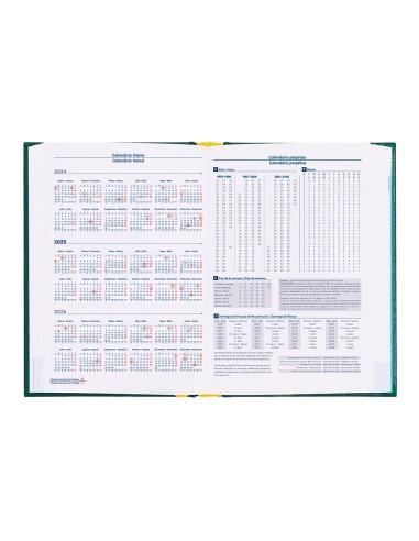 Agenda encuadernada liderpapel corfu a5 2025 dia pagina color verde papel 60 gr