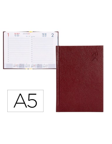 Agenda encuadernada liderpapel corfu a5 2025 dia pagina color rojo papel 60 gr