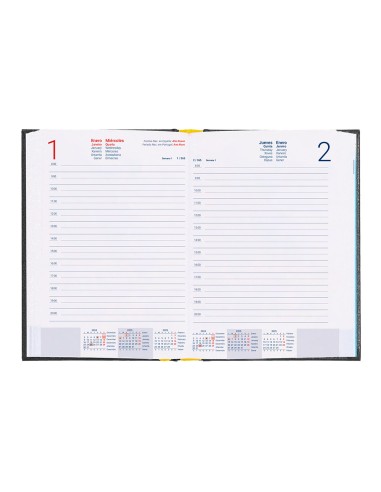 Agenda encuadernada liderpapel corfu a5 2025 dia pagina negro papel 60 gr