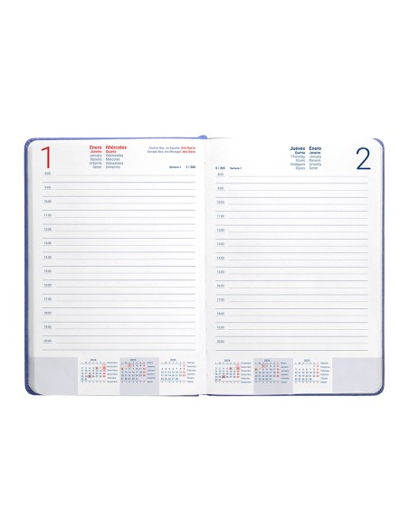 Agenda encuadernada liderpapel kinaros a6 2025 dia pagina color azul papel 70 gr