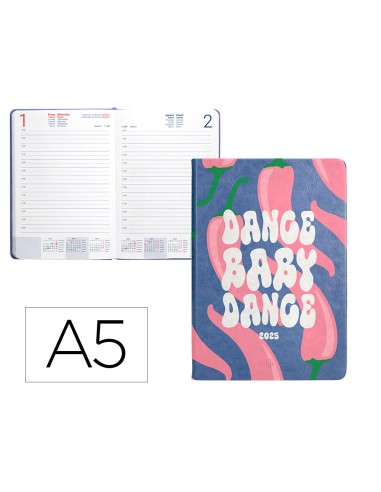 Agenda encuadernada liderpapel kinaros a6 2025 dia pagina color azul papel 70 gr