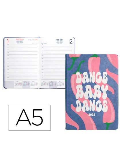 Agenda encuadernada liderpapel kinaros a6 2025 dia pagina color azul papel 70 gr