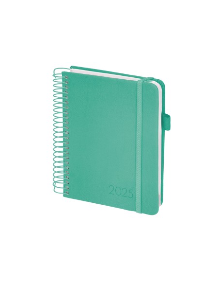 Agenda encuadernada liderpapel neon a5 2025 dia pagina color verde papel 70 gr