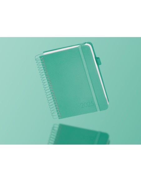 Agenda encuadernada liderpapel neon a5 2025 dia pagina color verde papel 70 gr
