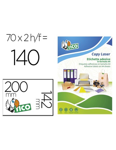 Etiqueta adhesiva tico amarill o fluorescentes permanente fsclaser inkjet fotocopia 200x142mm caja de 140 unidades