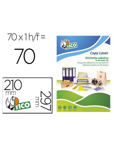Etiqueta adhesiva tico rojo fl uorescentes permanente fsc laser inkjet fotocopia 210x297 mmcaja de 70 unidades