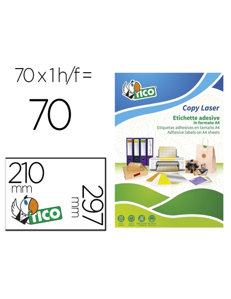 Etiqueta adhesiva tico naranja fluorescentes permanente fsclaser inkjet fotocopia 210x297mm caja de 70 unidades