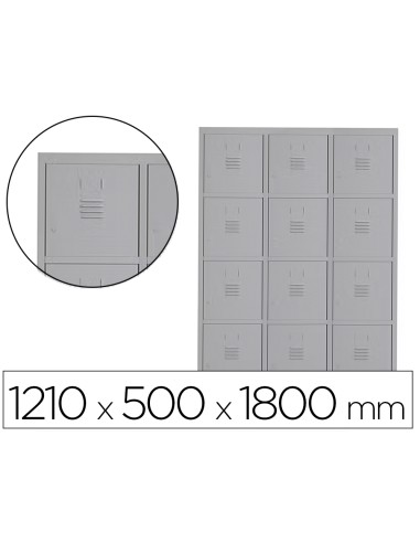 Taquilla metalica rocada 400 3 modulos x 4 puertas gris 1210x500x1800 mm