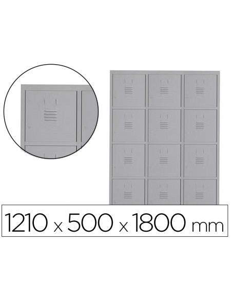 Taquilla metalica rocada 400 3 modulos x 4 puertas gris 1210x500x1800 mm Taquilla metalica rocada 400 3 modulos x 4 puertas gris 1210x500x1800 mm
