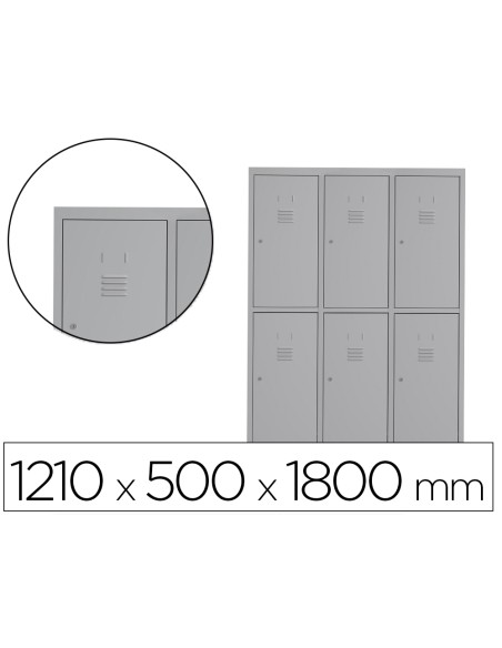Taquilla metalica rocada 400 3 modulos x 2 puertas gris 1210x500x1800 mm Taquilla metalica rocada 400 3 modulos x 2 puertas gris 1210x500x1800 mm