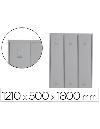 Taquilla metalica rocada 400 3 modulos x 1 puerta gris 1210x500x1800 mm