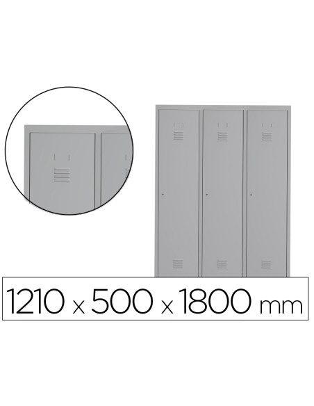 Taquilla metalica rocada 400 3 modulos x 1 puerta gris 1210x500x1800 mm Taquilla metalica rocada 400 3 modulos x 1 puerta gris 1210x500x1800 mm