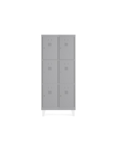 Taquilla metalica rocada 400 2 modulos x 3 puertas gris 820x500x1800 mm