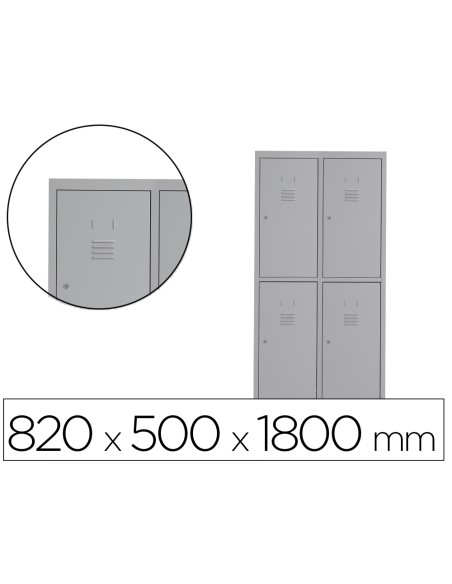 Taquilla metalica rocada 400 2 modulos x 2 puertas gris 820x500x1800 mm Taquilla metalica rocada 400 2 modulos x 2 puertas gris 820x500x1800 mm