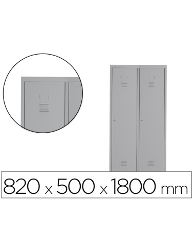 Taquilla metalica rocada 400 2 modulos x 1 puerta gris 820x500x1800 mm