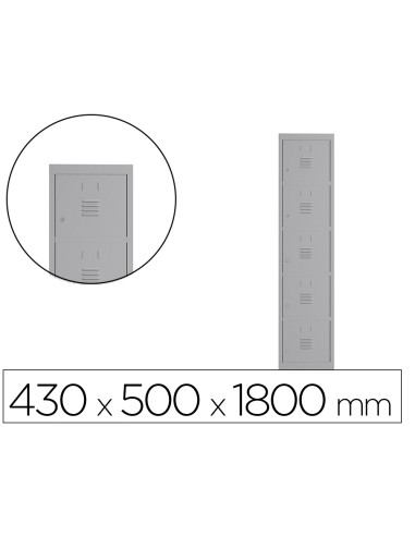 Taquilla metalica rocada 400 1 modulo x 5 puertas gris 430x500x1800 mm