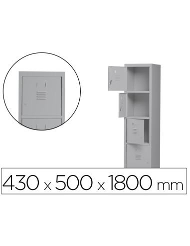 Taquilla metalica rocada 400 1 modulo x 4 puertas gris 430x500x1800 mm