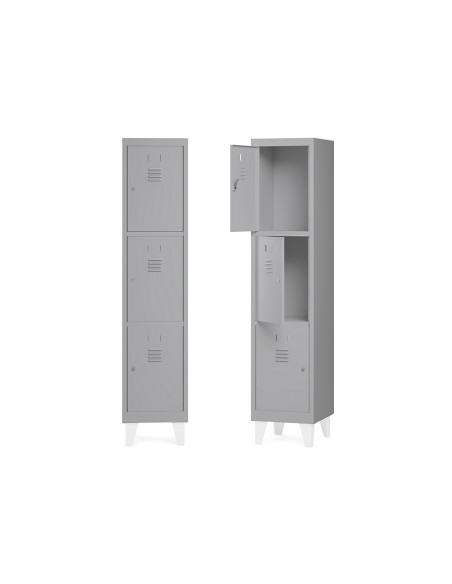 Taquilla metalica rocada 400 1 modulo x 3 puertas gris 430x500x1800 mm Taquilla metalica rocada 400 1 modulo x 3 puertas gris 430x500x1800 mm