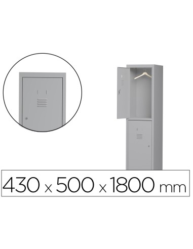 Taquilla metalica rocada 400 1 modulo x 2 puertas gris 430x500x1800 mm