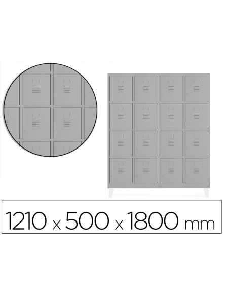 Taquilla metalica rocada 300 4 modulos x 4 puertas gris 1210x500x1800 mm Taquilla metalica rocada 300 4 modulos x 4 puertas gris 1210x500x1800 mm