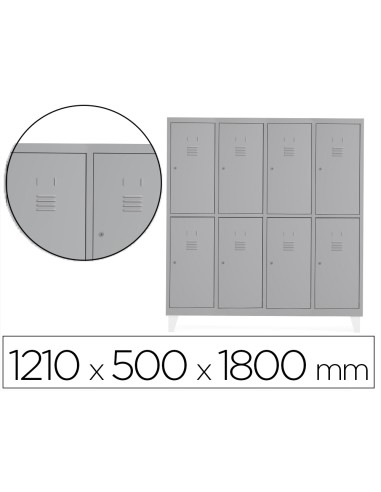 Taquilla metalica rocada 300 4 modulos x 2 puertas gris 1210x500x1800 mm