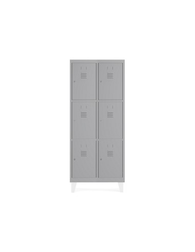 Taquilla metalica rocada 300 2 modulos x 3 puertas gris 620x500x1800 mm