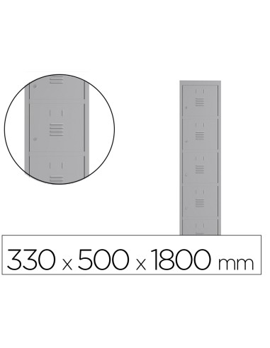 Taquilla metalica rocada 300 1 modulo 5 puertas gris 330x500x1800 mm