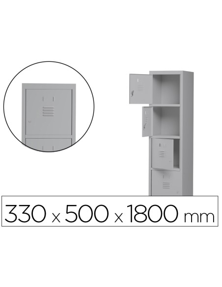 Taquilla metalica rocada 300 1 modulo 4 puertas gris 330x500x1800 mm Taquilla metalica rocada 300 1 modulo 4 puertas gris 330x500x1800 mm