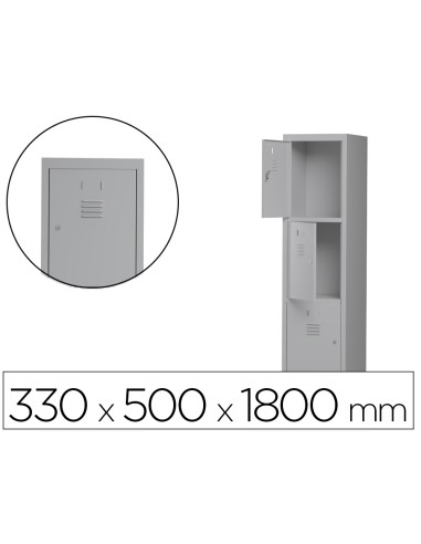 Taquilla metalica rocada 300 1 modulo 3 puertas gris 330x500x1800 mm
