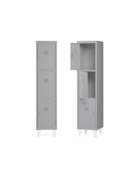 Taquilla metalica rocada 300 1 modulo 3 puertas gris 330x500x1800 mm Taquilla metalica rocada 300 1 modulo 3 puertas gris 330x500x1800 mm
