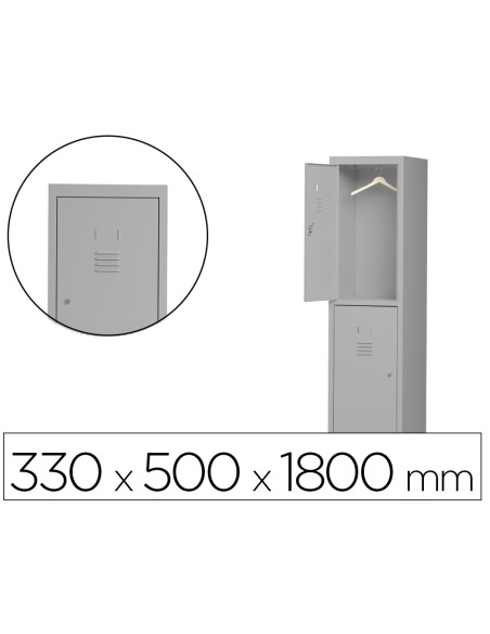 Taquilla metalica rocada 300 1 modulo 2 puertas gris 330x500x1800 mm Taquilla metalica rocada 300 1 modulo 2 puertas gris 330x500x1800 mm