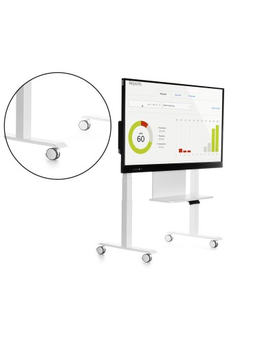 Soporte movil rocada para monitores interactivos 65 a 86 estructura tubo acero 4 ruedas con freno