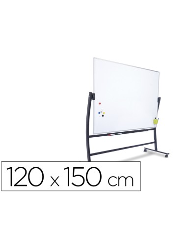 Pizarra blanca rocada acero vitrificado magnetico marco aluminio doble cara volteable curve 120x150 cm