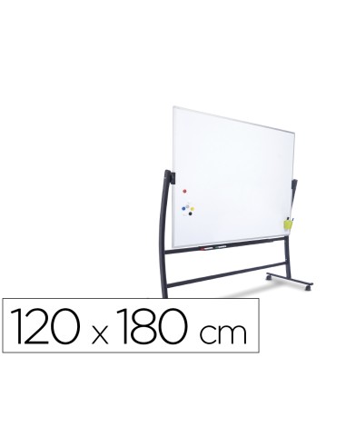 Pizarra blanca rocada acero lacado magnetico marco aluminio doble cara volteable curve 120x180 cm