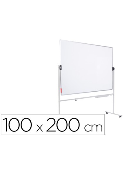 Pizarra blanca rocada acero lacado magnetico marco aluminio doble cara volteable 120x200 cm