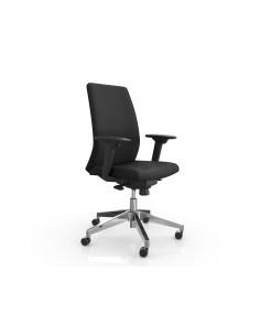 Silla rocada direccion brazos regulables base aluminio respaldo y asiento tela ignifuga negro 680x630x990 mm