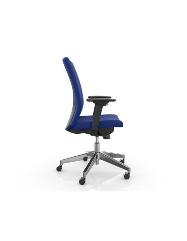 Silla rocada direccion brazos regulables base aluminio respaldo y asiento tela ignifuga azul 680x630x990 mm