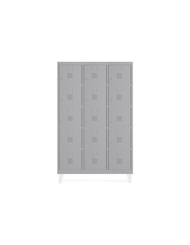 Taquilla metalica rocada 400 3 modulos x 5 puertas gris 1210x500x1800 mm