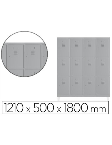 Taquilla metalica rocada 300 4 modulos x 3 puertas gris 1210x500x1800 mm