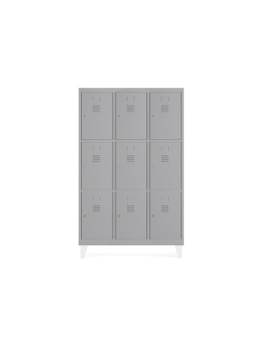 Taquilla metalica rocada 300 3 modulos x 3 puertas gris 910x500x1800 mm