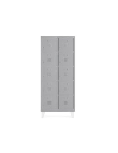 Taquilla metalica rocada 300 2 modulos x 5 puertas gris 620x500x1800 mm